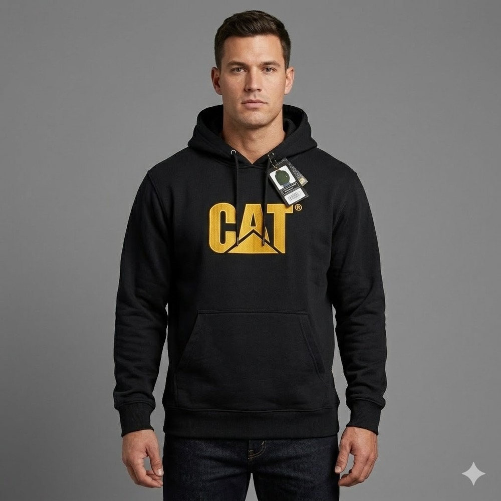 Caterpillar CAT Hoodie Embroidered Logo S3 Cord System Large Black NWT